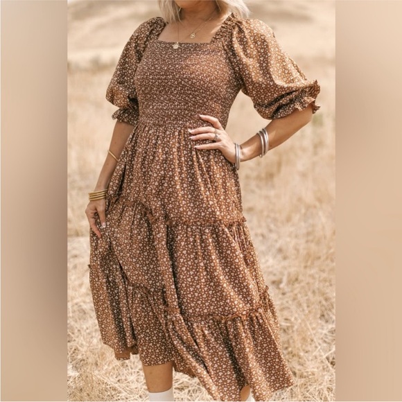 Ivy City Co Amber brown floral dress Size Small - Picture 2 of 13